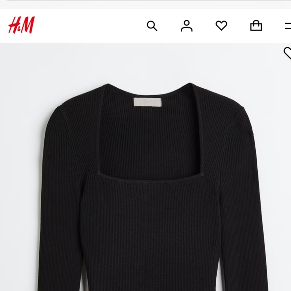 H&M Ribbed black square neck top - Picture 3 of 3